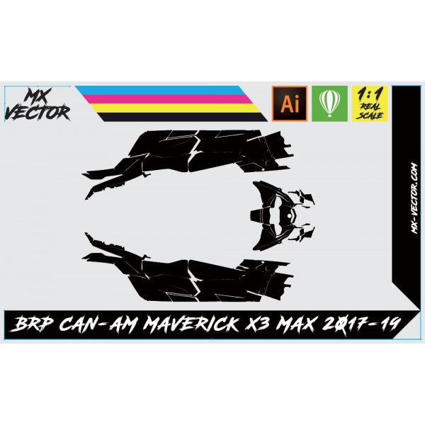 CAN AM MAVERICK X3 2017-2020 template vector 1/1 real scale EPS-PDF-CDR format
